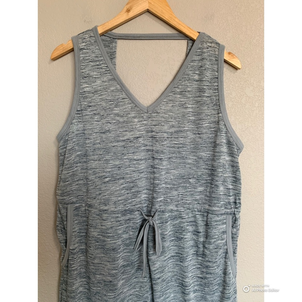 Cupshe Heather Grey Blue Drawstring Waist Jersey Romper Size Large NWT Beach - Picture 4 of 17